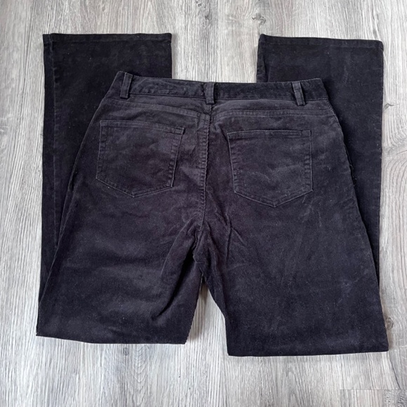 Lands End Corduroy Pants Womens 8 Black Bootcut Flare 5 Pocket Comfort - Picture 2 of 5